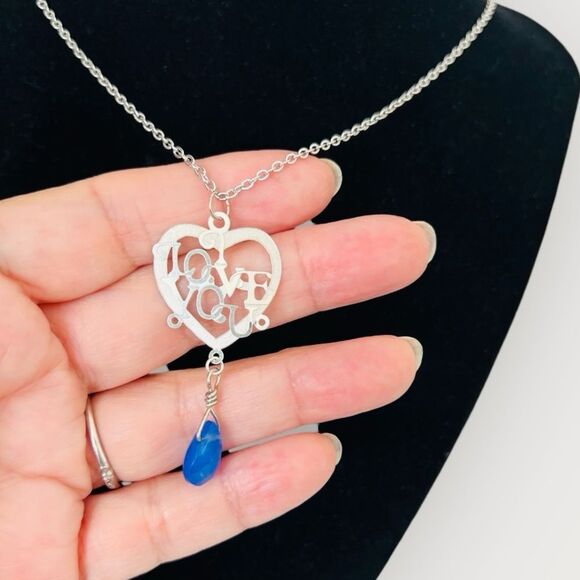 Stainless steel I LOVE YOU heart pendant & a 20.” Long matching necklace - Picture 2 of 6